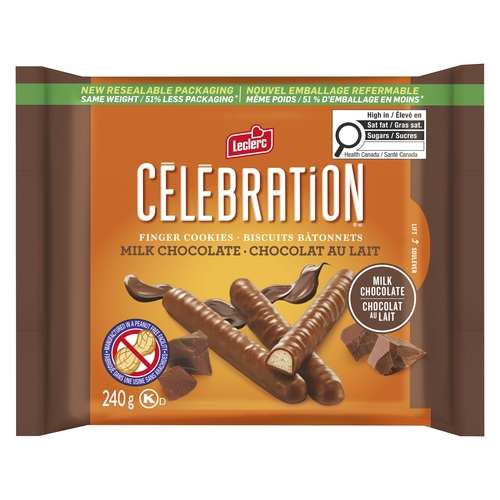 Leclerc - Celebration Finger Cookies - Milk Chocolate 240g, 1 Each