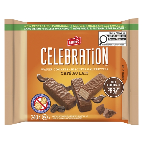 Leclerc - Celebration Wafer Cookies - Café au Lait 240g, 1 Each