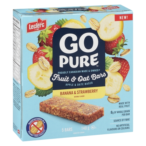 Leclerc - Go Pure Fruit & Oat Bars - Banana & Strawberry 5's 140g