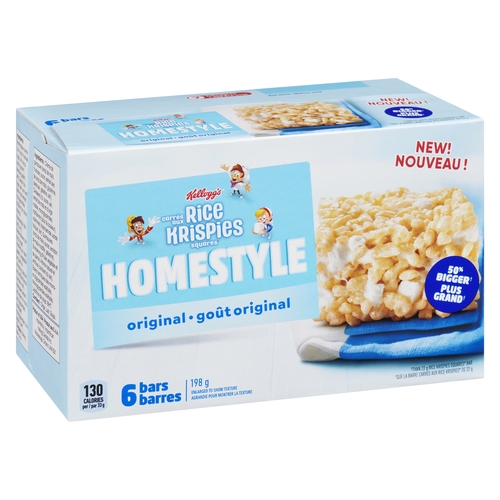 Kellogg's - Homestyle Rice Krispies Squares - Original 6 Bars 198g, 1 Each