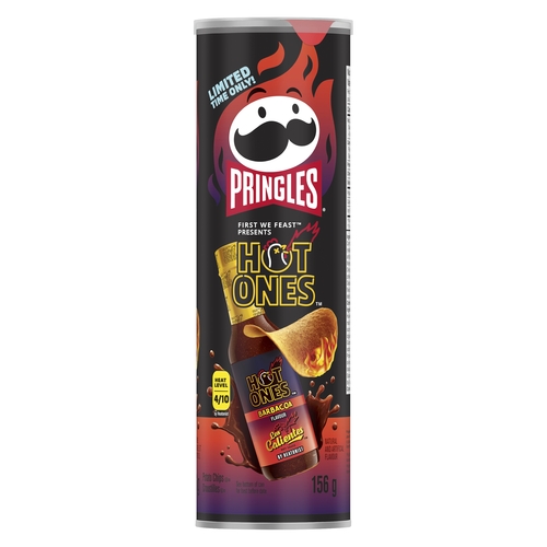 Pringles Potato Chips - Hot Ones Barbacoa Flavour 156g, 1 Each