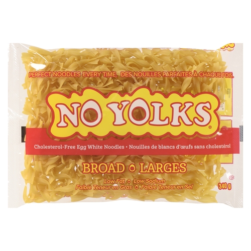 No Yolks - Cholesterol Free Egg White Pasta - Broad Noodles 340g