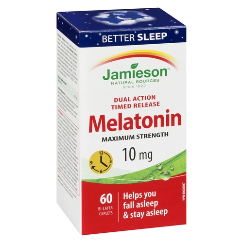 Jamieson - Melatonin Maximum Strength Bi-Layer Caplets 60/10mg, 1 Each