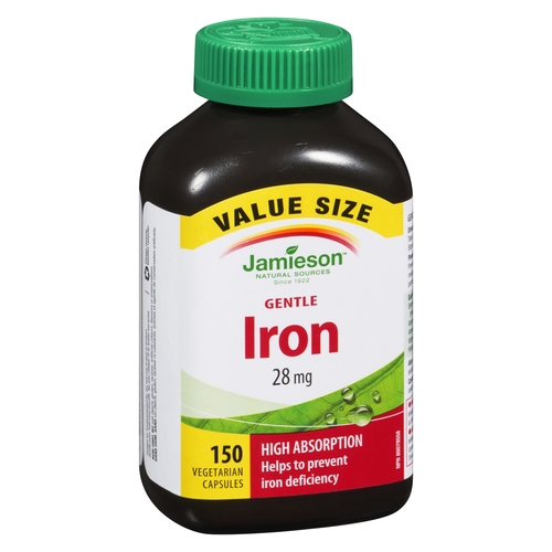 Jamieson - Iron Gentle 28 mg Value Size - Vegetarian Capsules 150s