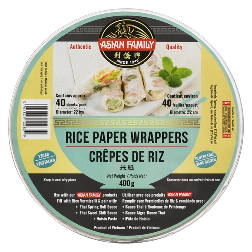 Asian Family - Rice Paper Wrappers - 22cm - 40 Sheets 400g, 1 Each