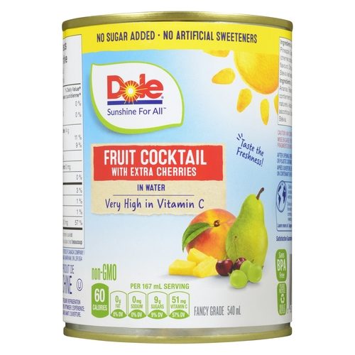 Dole - Fruit Cocktail with Extra Cherries in Water 540ml