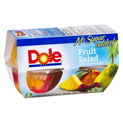 Dole - Fruit Salad with Extra Cherries - No Sugar Added 4pk, 1 Each