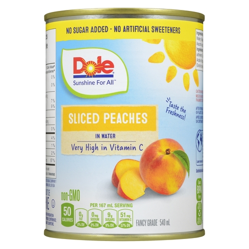 Dole - Sliced Peaches in Water 540ml, 1 Each