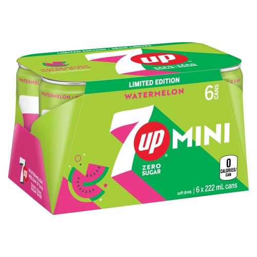 7UP Soft Drink - Zero Sugar - Watermelon 6/222ml, 1 Each