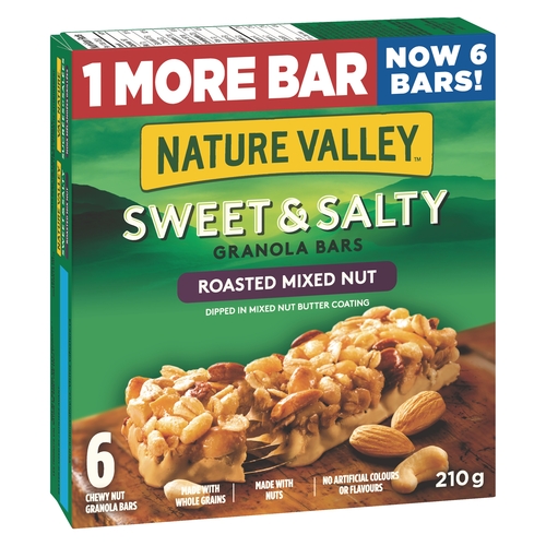 Nature Valley - Sweet & Salty Chewy Nut Granola Bars - Roasted Mixed Nut 6's 210g, 1 Each