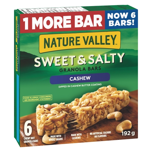 Nature Valley - Sweet & Salty Chewy Nut Granola Bars - Cashew 6's 192g, 1 Each