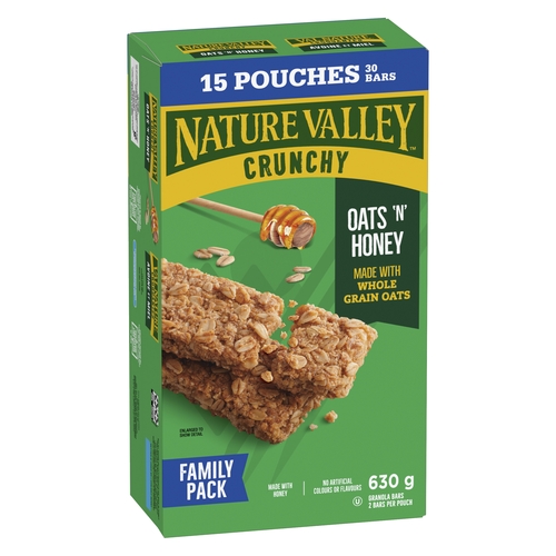 Nature Valley - Crunchy Granola Bars - Oats 'n' Honey Family Pack 15 Pouches 630g, 1 Each