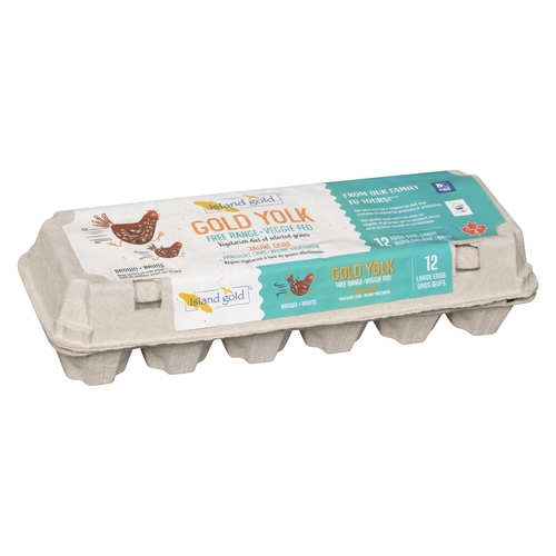 Island Gold - Gold Yolk - Free Range - Veggie Fed Brown Eggs - Large 12pk, 1 Each