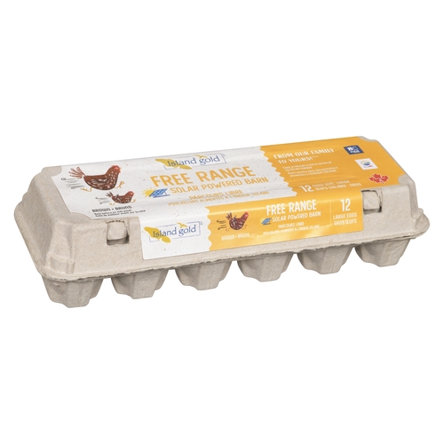 Island Gold - Free Range Solar Powered Barn Brown Eggs - Large 12pk, 1 Each