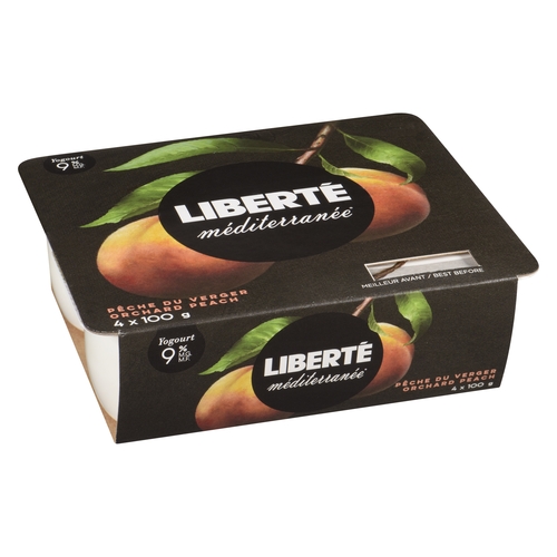 Liberte - Mediterranee Yogourt - Peach 9% m.f. 4/100g, 1 Each