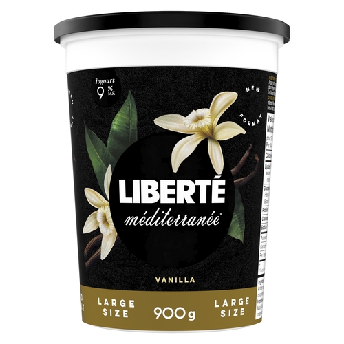 Liberte - Mediterranee Yogourt - Vanilla 9% m.f. • Large Size 900g, 1 Each