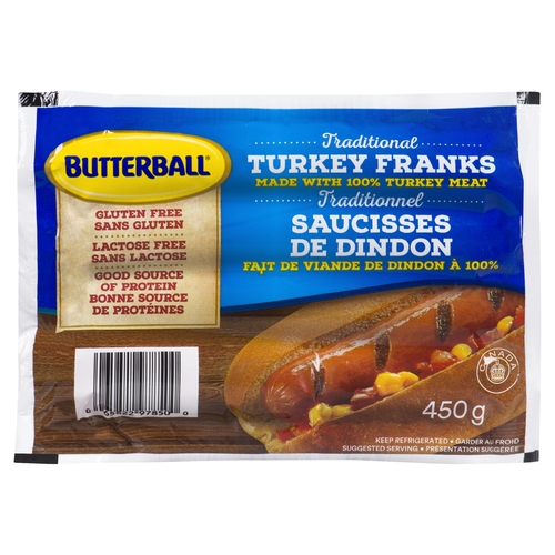 Butterball - Traditional Turkey Franks 450g, 1 Each