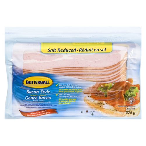 Butterball - Turkey Bacon Style - Salt Reduced 375g, 1 Each