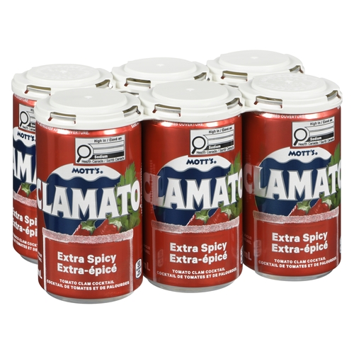 Mott's - Clamato Tomato Clam Cocktail - Extra Spicy 6 x 213mL 4/6pk