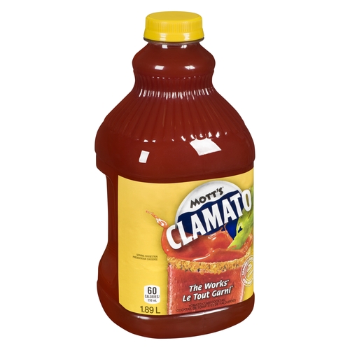 Mott's - Clamato Tomato Clam Cocktail - The Works 1.89l, 1 Each