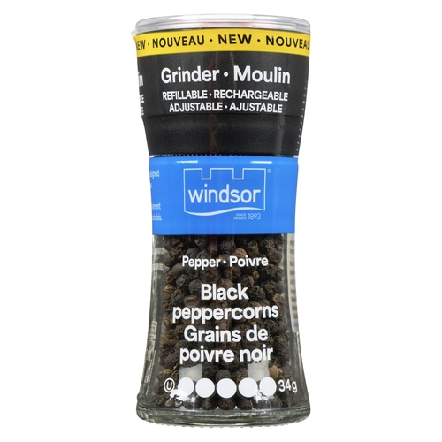 Windsor - Refillable Grinder - Black Peppercorns 34g, 1 Each