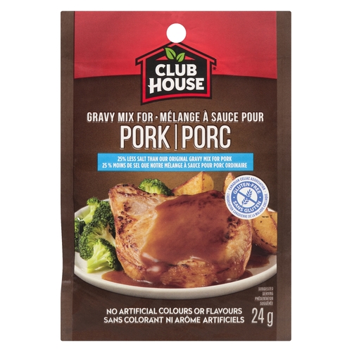 Club House - Gravy Mix For Pork - 25% Less Salt - Gluten Free 24g, 1 Each