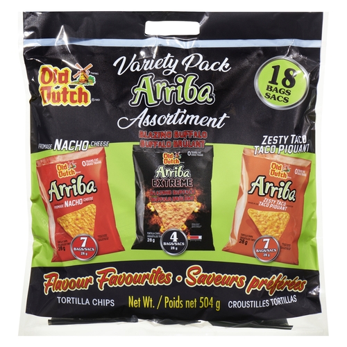 Old Dutch Tortilla Chips - Arriba Variety Pack - 18 Bags 504g