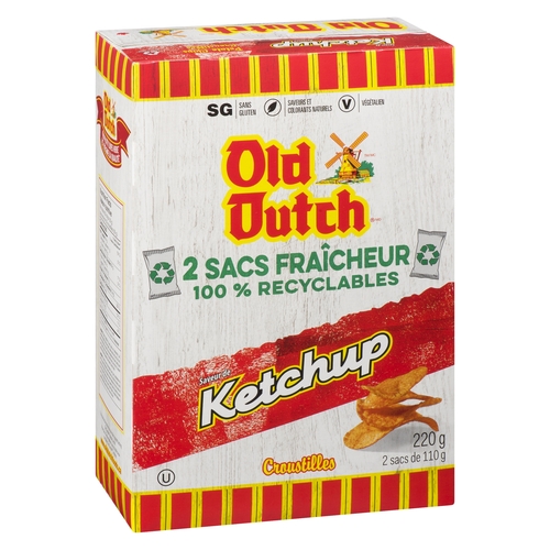 Old Dutch Potato Chips - Ketchup - 2 Packs x 110g (220g) 220g, 1 Each