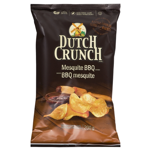 Dutch Crunch - Kettle Cooked Potato Chips - Mesquite BBQ 200g, 1 Each