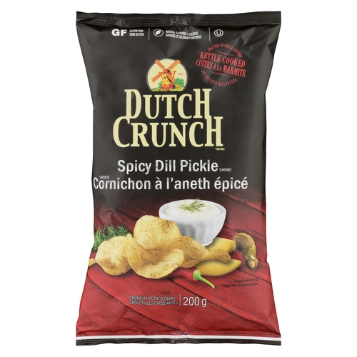 Dutch Crunch - Kettle Cooked Potato Chips - Spicy Dill Pickle 200g, 1 Each