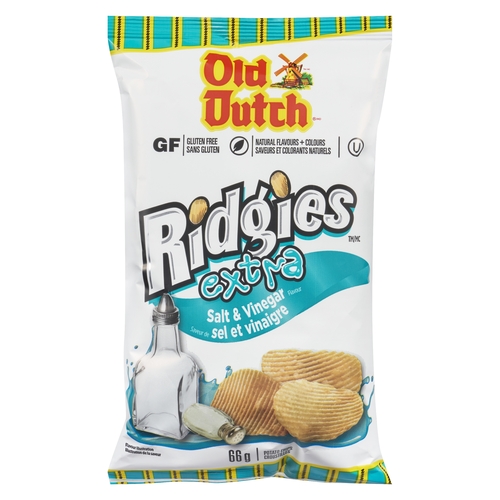 Old Dutch - Potato Chips - Ridgies - Extra Salt & Vinegar 66g
