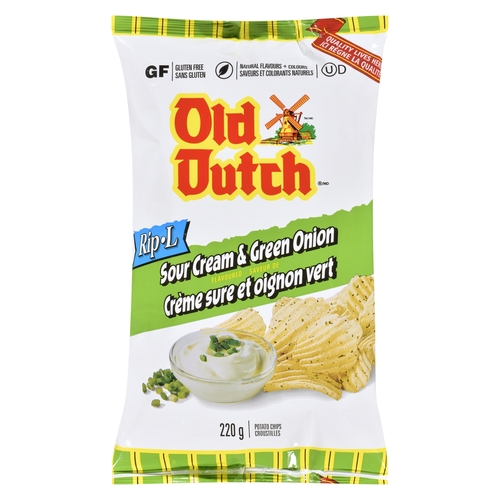 Old Dutch Potato Chips - Rip-L - Sour Cream & Green Onion 220g