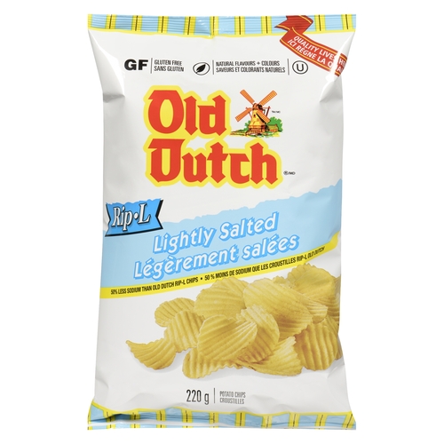Old Dutch Potato Chips - Rip-L - Lightly Salted 220g