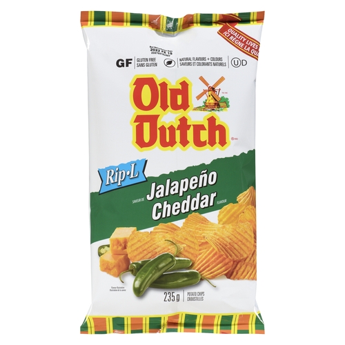 Old Dutch - Rip•L Potato Chips - Jalapeño Cheddar 235g, 1 Each