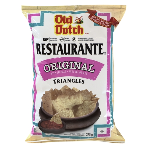 Old Dutch - Restaurante Tortilla Chips - Triangles - Original With Sea Salt 275g, 1 Each