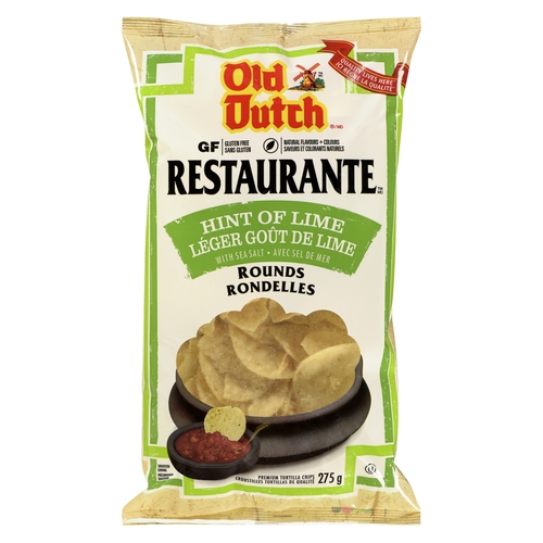 Old Dutch - Restaurante Tortilla Chips - Rounds - Hint of Lime with Sea Salt 275g, 1 Each