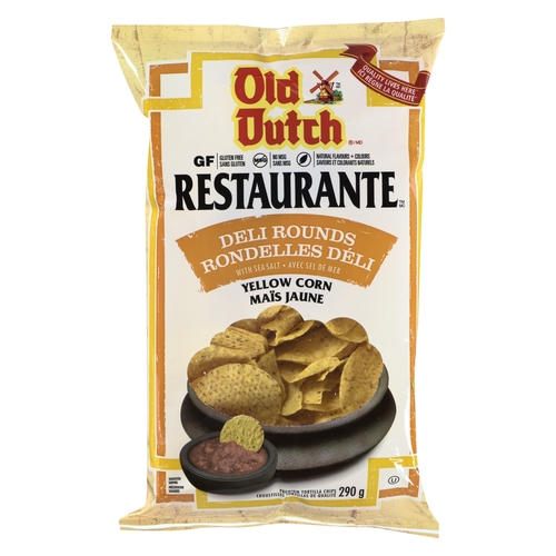 Old Dutch - Restaurante Tortilla Chips - Deli Rounds - Yellow Corn with Sea Salt 290g, 1 Each