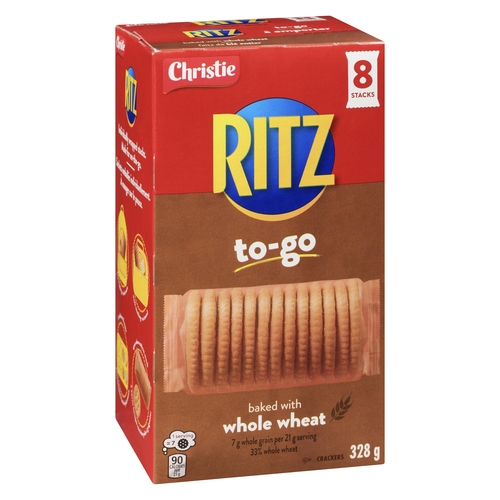 Christie - Ritz Crackers To-Go Baked with Whole Wheat - 8 Stacks 328g, 1 Each