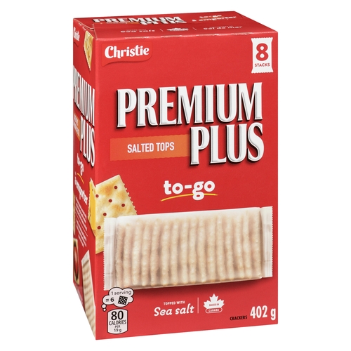 Christie - Premium Plus Crackers To-Go - Salted Tops 8 Stacks 402g, 1 Each
