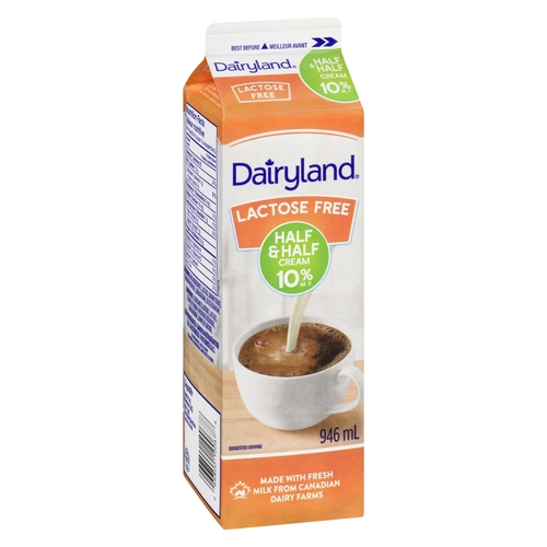 Dairyland - Half & Half Cream - Lactose Free - 10% m.f. 946ml, 1 Each