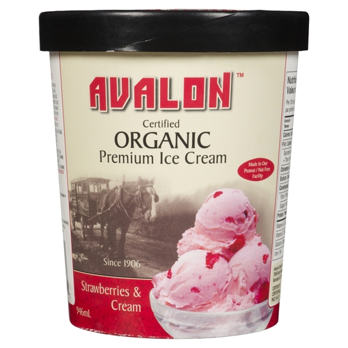 Avalon Dairy - Organic Premium Ice Cream - Strawberries & Cream 946ml, 1 Each