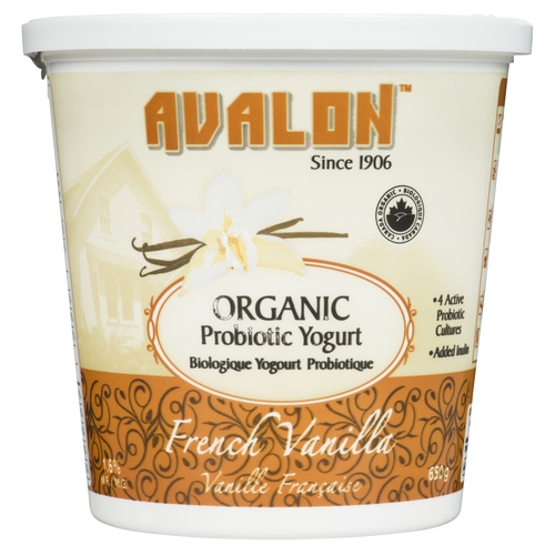 Avalon Dairy - Organic Whole Milk Probiotic Yogurt - French Vanilla 3.2% m.f. 650g, 1 Each