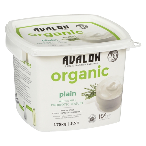 Avalon Dairy - Organic Whole Milk Probiotic Yogurt - Plain 3.2% m.f. 1.75kg, 1 Each