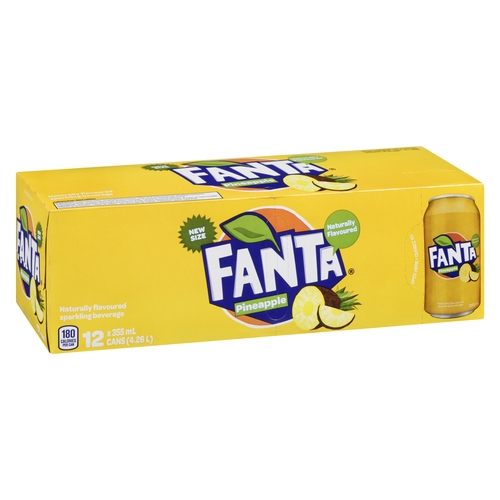 Fanta - Naturally Flavoured Sparkling Beverage - Pineapple 12/355ml