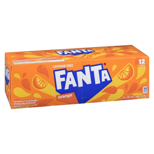 Fanta - Naturally Flavoured Sparkling Beverage - Orange 12/355ml, 1 Each