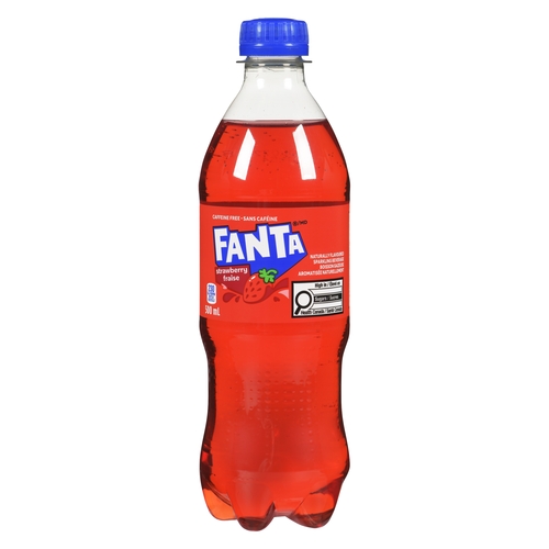 Fanta - Naturally Flavoured Sparkling Beverage - Strawberry 500ml, 1 Each