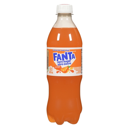 Fanta - Naturally Flavoured Sparkling Beverage - Orange Zero Sugar 500ml, 1 Each