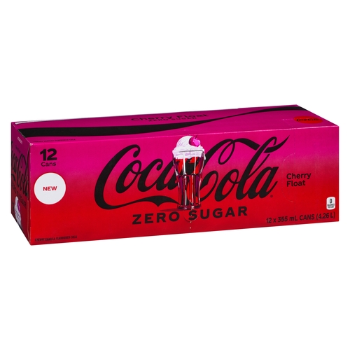 Coca-Cola Cherry Vanilla Flavoured Cola - Cherry Float Zero Sugar 12/355ml, 1 Each