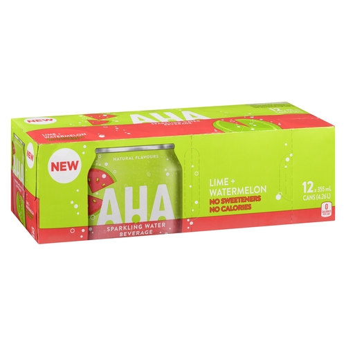 Aha - Sparkling Water Beverage - Lime + Watermelon 12/355ml, 1 Each