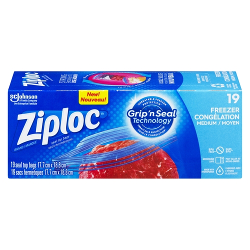 SC Johnson - Ziploc Freezer Seal Top Bags - Medium 19pk, 1 Each